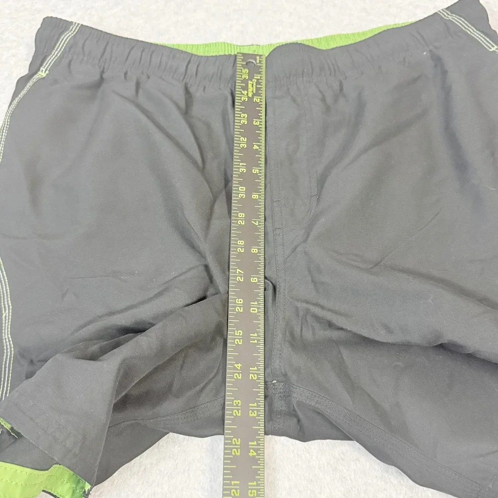 Nike Mens Board Shorts Black Lime Green Mesh Lined Swim Trunks Size L RN 37966